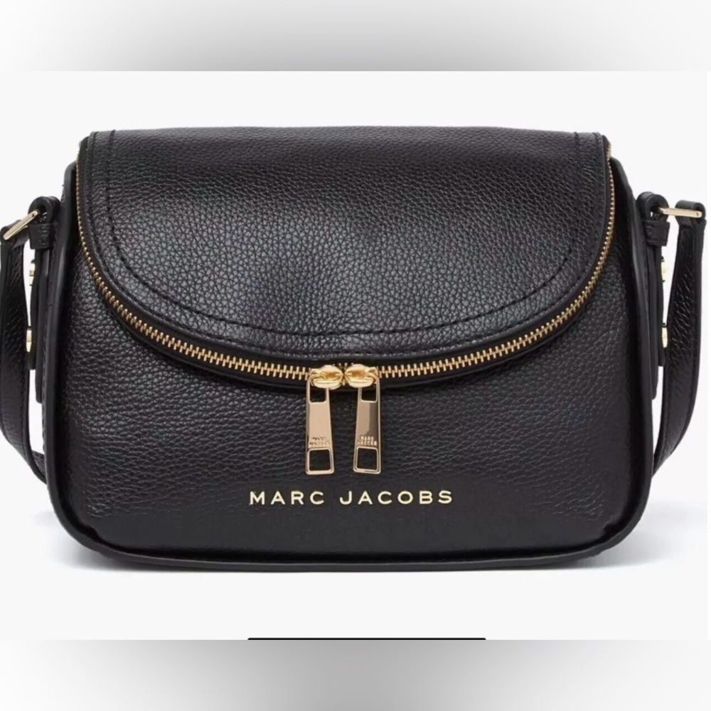 Marc Jacobs The Groove Black Leather Crossbody Bag with Gold Accents